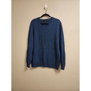 Club Room 100% CASHMERE Sweater Men's Size Large V-neckline Blue Soft